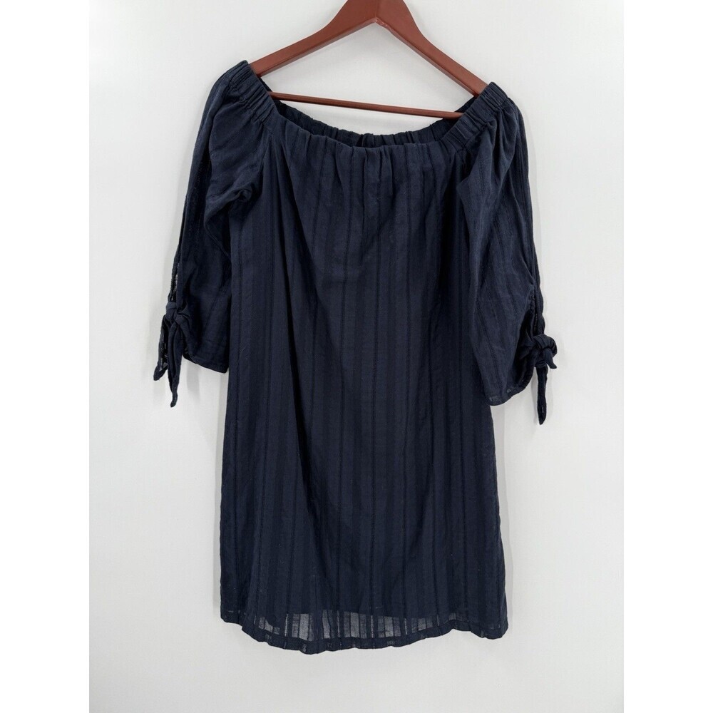 Bailey 44 Off Shoulder Dress Navy Blue Textured Anthropologie SMALL